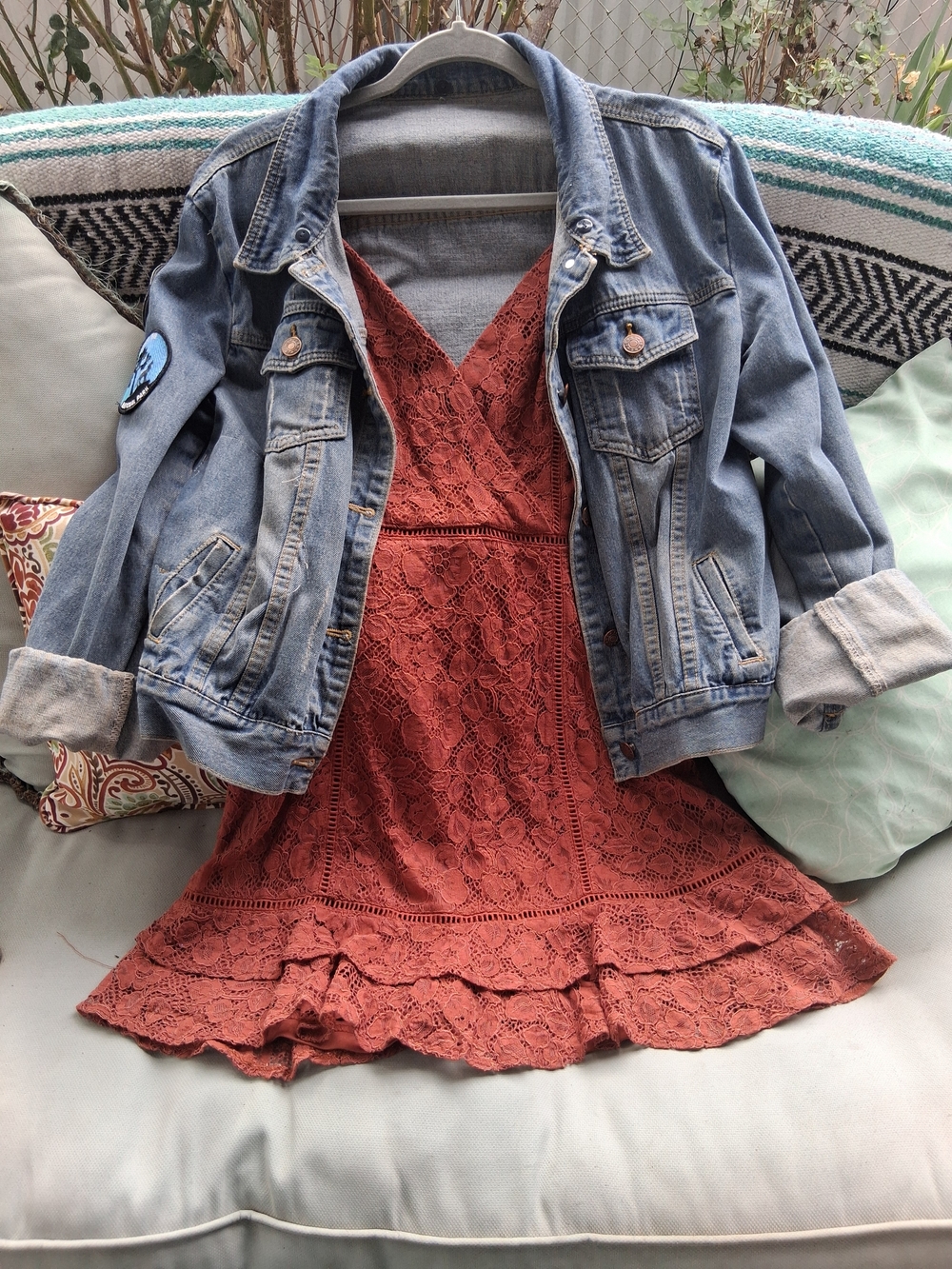Lulu's Rust Lace Ruffle-Hem Spaghetti Strap Mini Dress - Picture 6 of 10